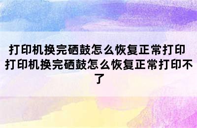 打印机换完硒鼓怎么恢复正常打印 打印机换完硒鼓怎么恢复正常打印不了